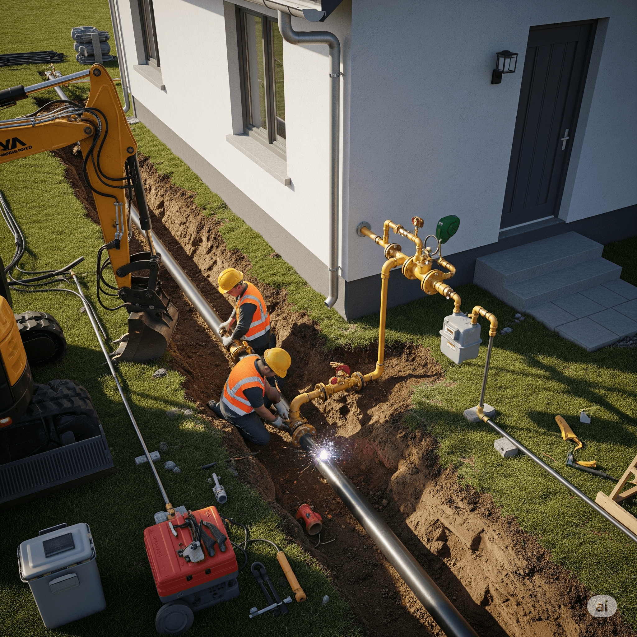House Gas Pipeline Installation